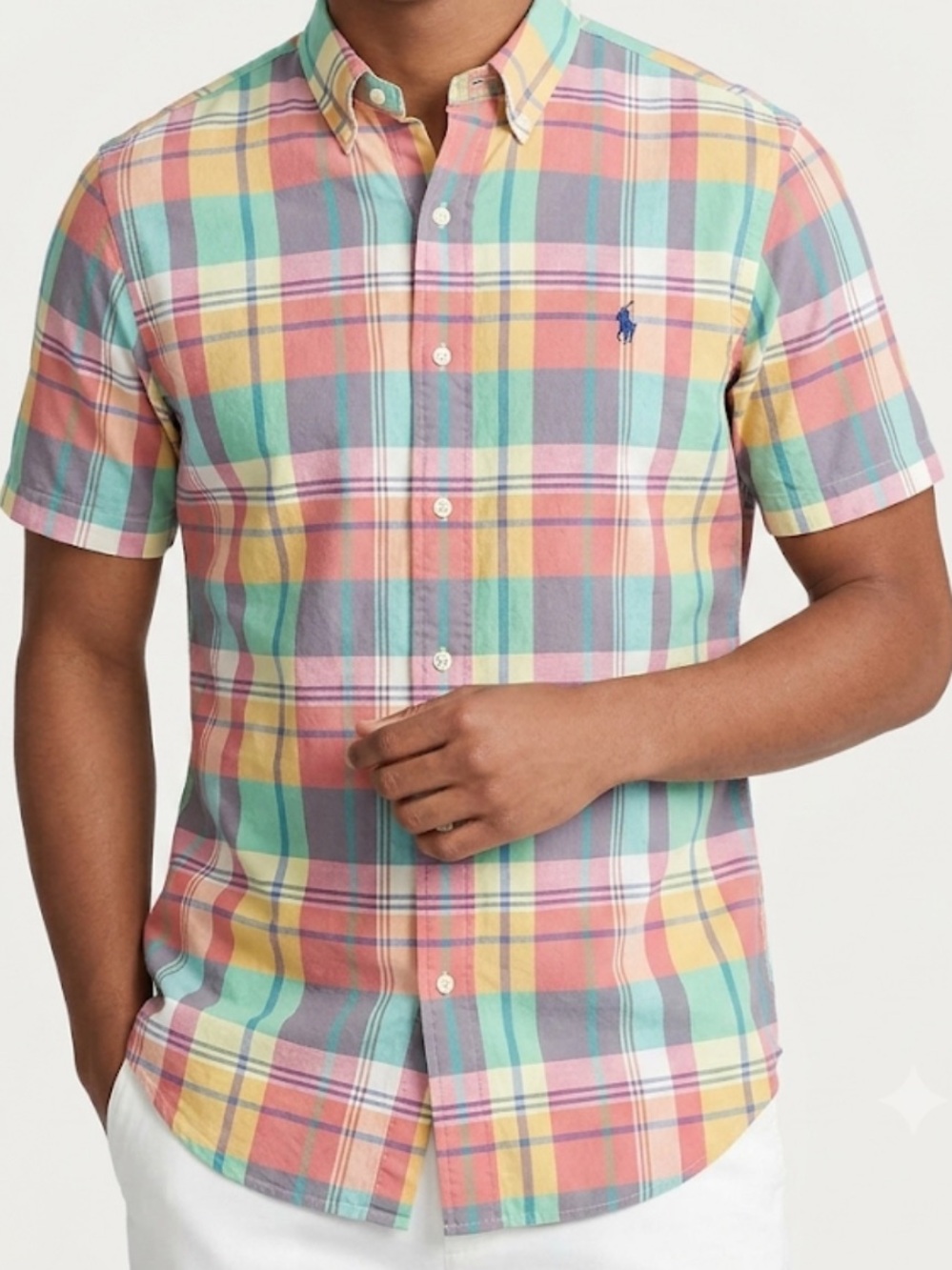 Ralph Lauren Short-Sleeve Plaid Button-Down Shirt - Size Medium